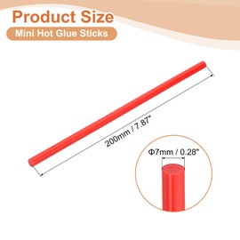 sourcing map 24 Pcs Mini Hot Glue Sticks, 0.28" Dia x 7.87" Long EVA Glue Gun Sticks, Red Mini Hot Melt Glue Sticks for DIY Craft Sticky Projects