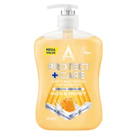 Astonish Protect and Care Kind to Skin Moisturising Anti-Bacterial Hand Wash Soap, 600ml, Milk and Honey