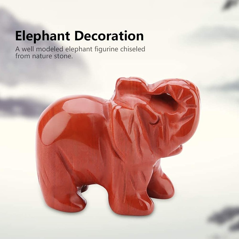 FTVOGUE Estatuilla de Elefante de Piedra Jade Tallado Elefante Afortunado
