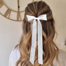 Foyte Bride To Be Bow Clip White Bow Hairpiece Bachelorette Bowknot Hair Clips for Women and Brides Engagement Accessories