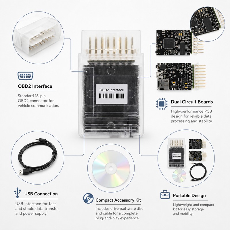 OBD2 ECU Flash Cable for Vehicle Diagnostics – Openport 2.0-Style