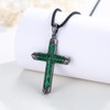 TwoAnts Black Cross Necklace 925 Sterling Silver Malachite Cross Pendant