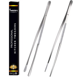 Gloryor® Cooking Tweezers Stainless Steel Pack of 2, Kitchen Tweezers Long, Tweezers Kitchens, Chef Grill Tongs, Meat Tongs, Cooking Tongs, Kitchen Tongs, Kitchen Tongs, Kitchen Tongs Accessories (2