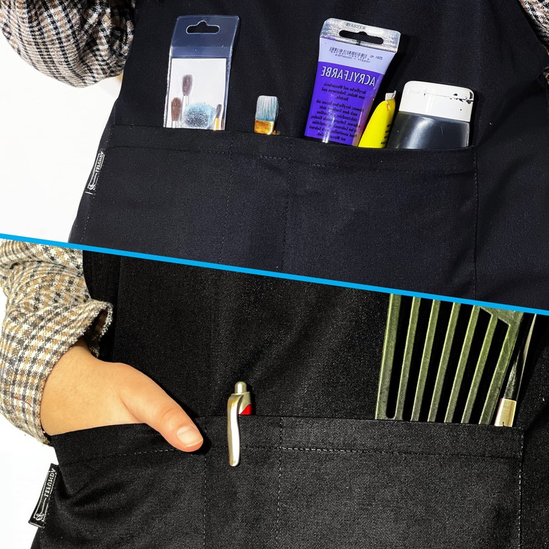 LEFUNDA® Pack of 2 Aprons, Waterproof Apron with 3 Pockets,