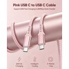 USB C Cable 15FT 2-Pack,Pink USBC 60W Fast Charging for