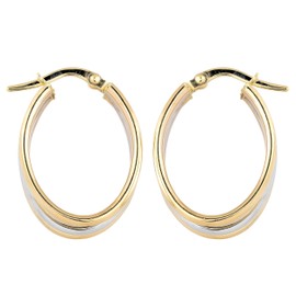 Kooljewelry 10k Two-tone Gold Triple Oval Hoop Earrings, Metal