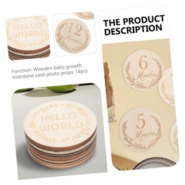 IWOWHERO 14pcs Wooden Milestone Cards Newborn Monthly Commemorative Photo Props Safe Smooth Material for Boys Recording Growth Memories
