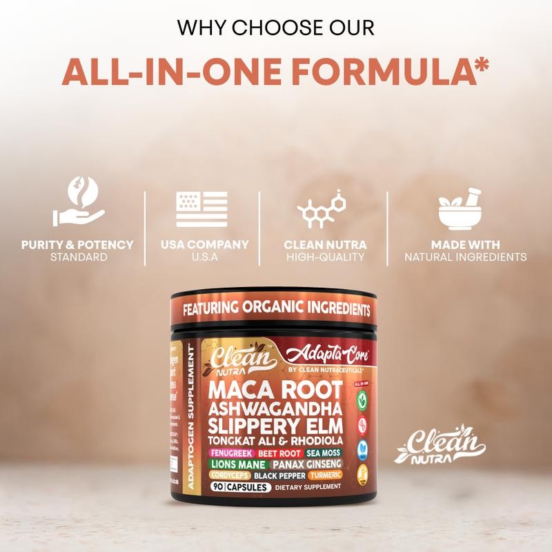 Clean Nutra AdaptaCore – Maca, Ashwagandha & Adaptogens for Stress