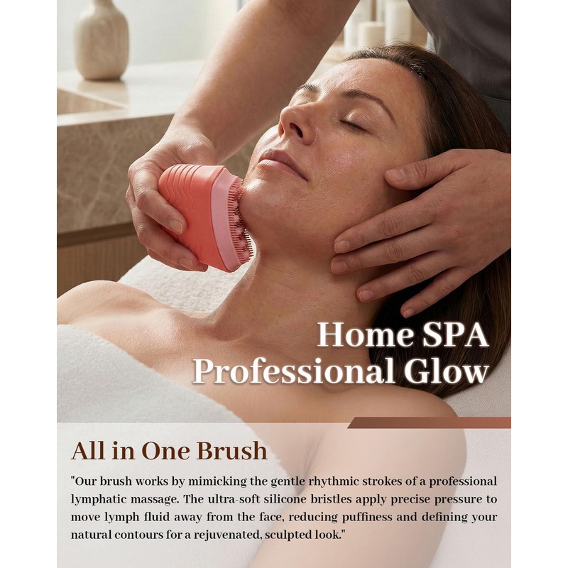 Lymphatic Contour Face Brush, Silicone Face Brush for Lymphatic Drainage