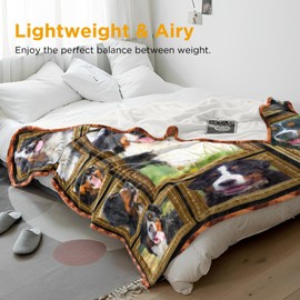 Bernese Mountain Dog Blanket, Bernese Mountain Dog Gifts for Women Men, Cozy Fuzzy Soft Throw Blanket for Couch Bed Sofa, Warm Flannel Fleece Blanket Twin Size 60" X 80" Travel Blankets and Throws