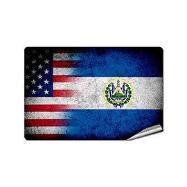 4" x 6" Decal/Sticker with Flag of El Salvador - Rustic w USA Flag - UV Resistant - Outdoor Quality - Lasts for years