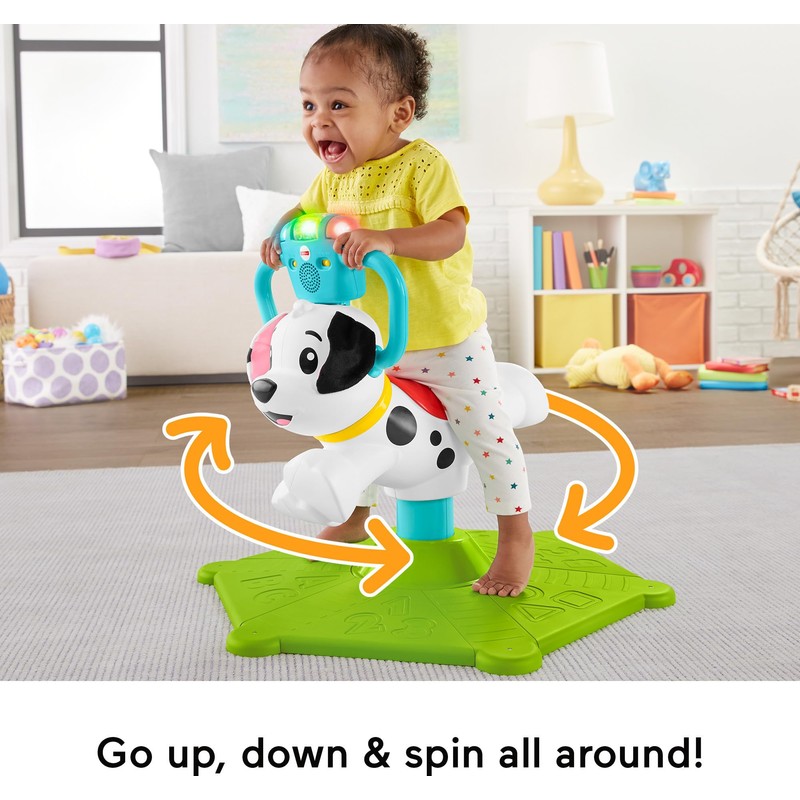 Fisher-Price Toddler Learning Toy, Bounce and Spin Puppy Stationary Ride-On