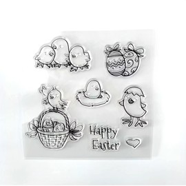 Joyful Home Happy Easter Egg Chicken Rubber Clear Stamp for Card Making Decoration and Scrapbooking