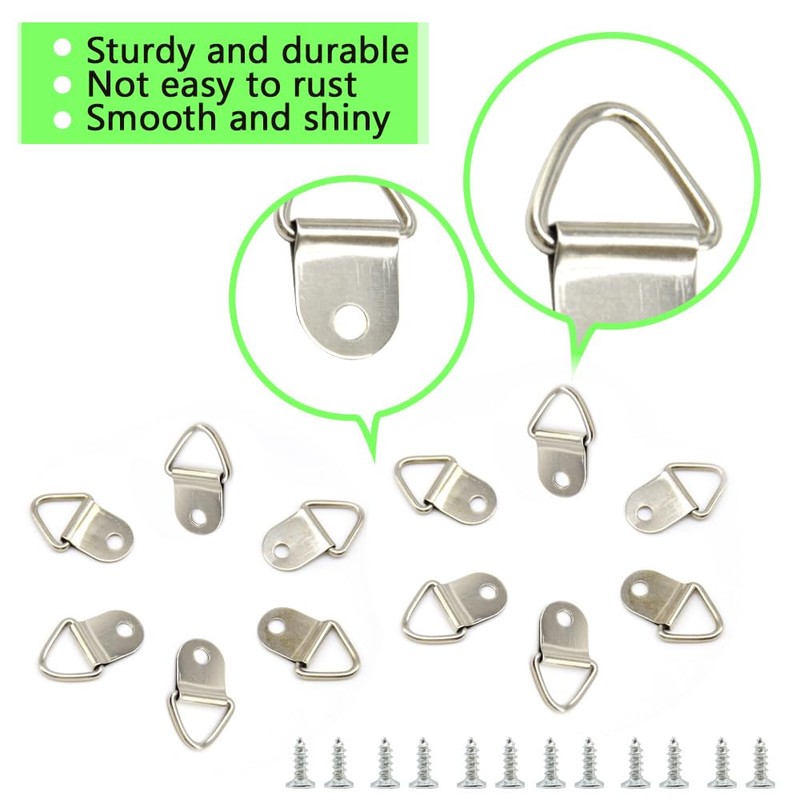 Hocansen 100Pcs Picture Hanger Hooks 22mm Small D Ring Single