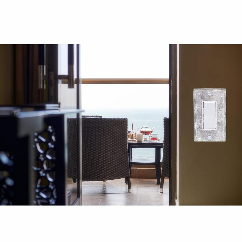 Silver Bling Rhinestones Single Rocker Switch Light Switch Cover Plates