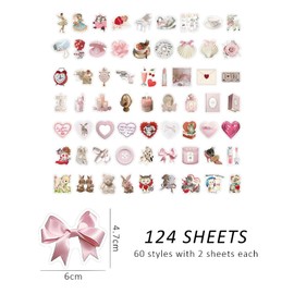 Pack of 124 Cute Stickers, Cartoon Pattern Stickers, Anime Stickers, Girls Stickers, DIY Decorative Stickers, Waterproof and Durable Stickers, Suitable for Water Bottles, Photo Albums, Scooters and