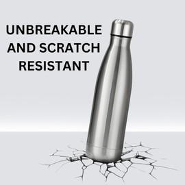 OZZMM Insulated Stainless Steel Water Bottle 500 ML, Vacuum Double Walled Insulated Water Bottle, Leak Proof, for Hot and Cold Drinks (Stainless Steel)