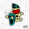 4" Skull and Crossbones Sticker Exploding Skull Pompadour Quiff Psychobilly