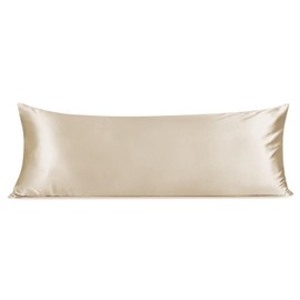 INFIIXSO Body Pillow Cover with Zipper, Luxury Mulberry Silk Body Pillow Case 20x54 Inches, Ultra Smooth and Soft Cooling Long Pillowcase, Gift for Women, Men(Beige)