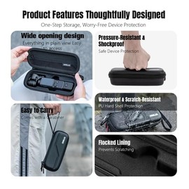 DJI Osmo Pocket 4 Protective Case Set PU Waterproof Storage Bag PC Protective Cover 48.2 inches (123 cm) Long Strap Safety Cord with Hook Dustproof Shockproof
