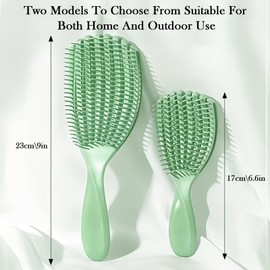 Detangle Hairbrush Set 2-Pack, Curved Shell No-Pull Brush for Curly & Wet Hair, Gentle Scalp Massage Detangler for All Hair Types & Extensions, Ideal for Women Men Kids (Purple)