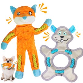 Acehome Squeaky Dog Toys, Stuffing Crinkle Plush Dog Toy to Keep Them Busy Interactive Rope Toys Dogs Chew Toy for Puppy Small Medium and Large Breeds