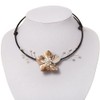 Avalaya Antique White Shell Flower On Flex Wire Choker Necklace