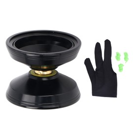 Unresponsive Yoyo Professional Aluminum Alloy Yoyo Toy Birthday Gift with String Glove for Children Black