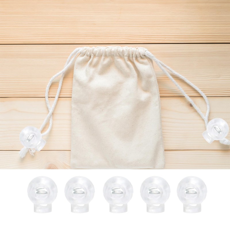 25 Pieces Clear Round Ball Cord Locks Toggles, Spring Cord