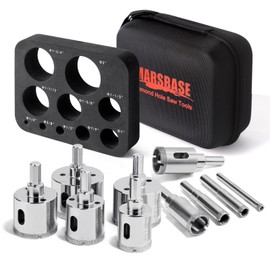 MARSBASE Diamond Hole Saw Kit,10 PCS Tile Hole Saw Kit Diamond Electroplated Drill Bits Sets with EVA Mould for Guide Jig Hollow Drill Hole Saw for Tiles,Ceramic,Glass,Gypsum,Marble,Granite,Silver