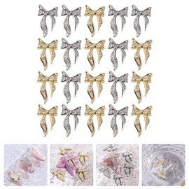 Vaguelly 100pcs Bowknot Nail Charms Shiny Diamond Nail Patches for Eye Catching DIY Manicure Art for Beginners Experts Glamorous Bow Design