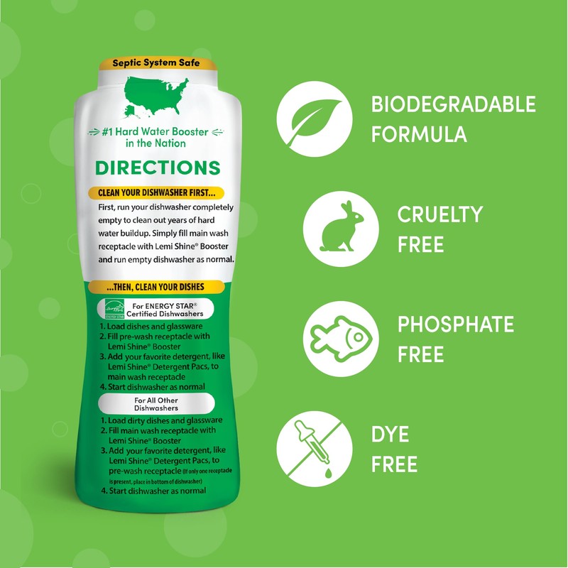 Lemi Shine Natural Dish Detergent Booster - Hard Water Stain