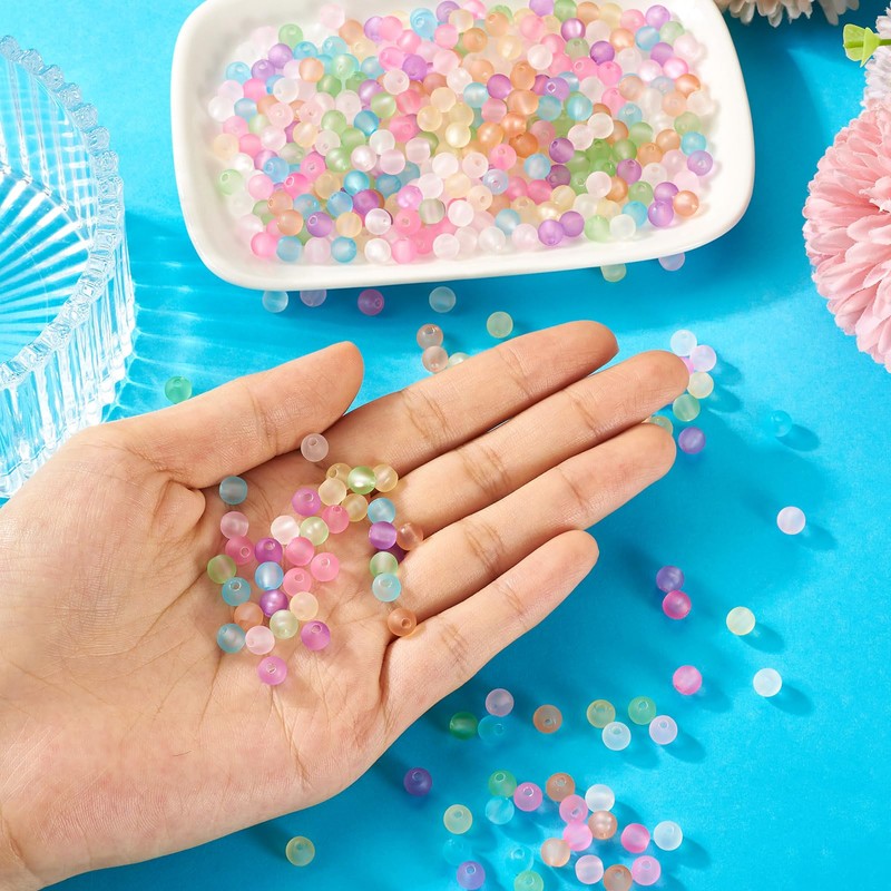 Craftdady 400pcs 6mm Round Clear Acrylic Beads Matte Mini Gradient