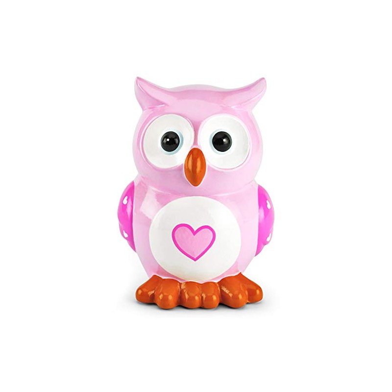 Mousehouse Gifts - Pink Heart Owl Piggy Bank, Charming Money