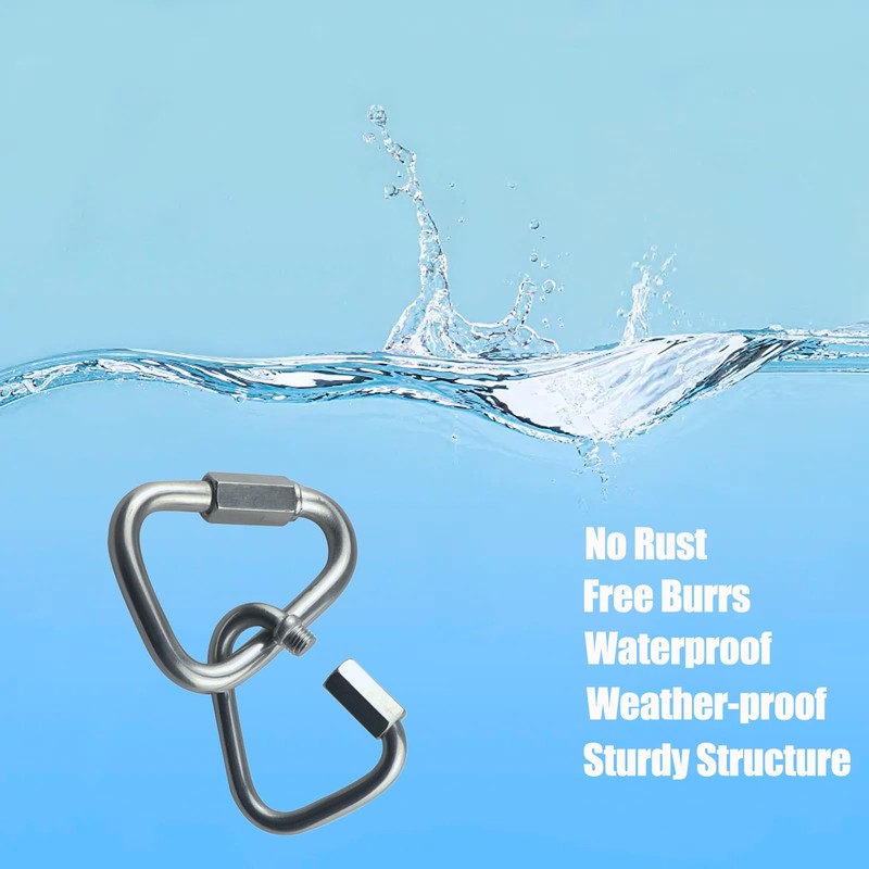 Pack of 2 Carabiner Hooks, Stainless Steel 304 Triangular Carabiner