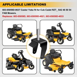 603-05059D-0637 Caster Wheel Yoke, 8mmHeavy Duty Metal Yoke, Chrome Plating Process Axle, Fit for CUB CADET RZT 42 46 50 54 S FAB, Replaces 603-05059D, 603-05059D-4021, 603-05059D-4033,603-05059D-4044