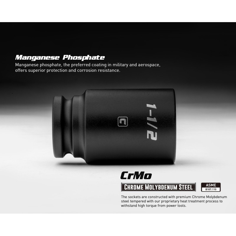 Capri Tools 3/4-Inch Drive Deep Impact Socket Set, SAE, CrMo,