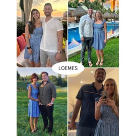 Loemes Graduation Dress Vacation Sundresses for Women Wedding Guest Baby Shower Beach Fashion Mini Dress S Floral Blue-2