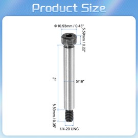 uxcell Alloy Steel Hexagon Socket Head Shoulder Screws Bolts, 2" Shoulder Length, 5/16" Shoulder Dia, 5/16-20 UNC Thread, 12pcs