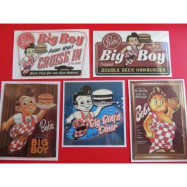 Big Boy Bob's Big Boy, Original Double Deck Hamburgers Lot of 5 Magnets, Old & New, Nice