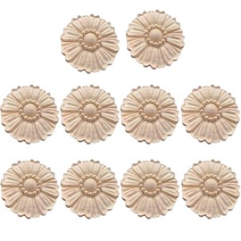 10-Packs Wood Carved Onlays Appliques Unpainted Wood Rosettes Fancy Carving Furniture Decals for Door Wall Fireplace Mirror Stairs Cabinet Dresser Cupboard Bed Wardrobe DIY Decor 6cm/2.36" (#2)