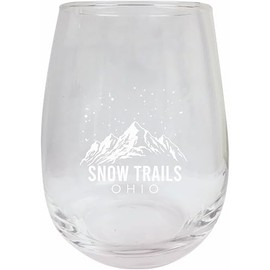 R and R Imports Snow Trails Ohio Souvenir Ski Adventures 15 oz Engraved Wine Glass Single Unit