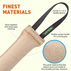 Viper Jute K9 Tug Toy Reward with One Or Two Handles for Adult Dogs and Puppies (2 Handles, 12" x 2in