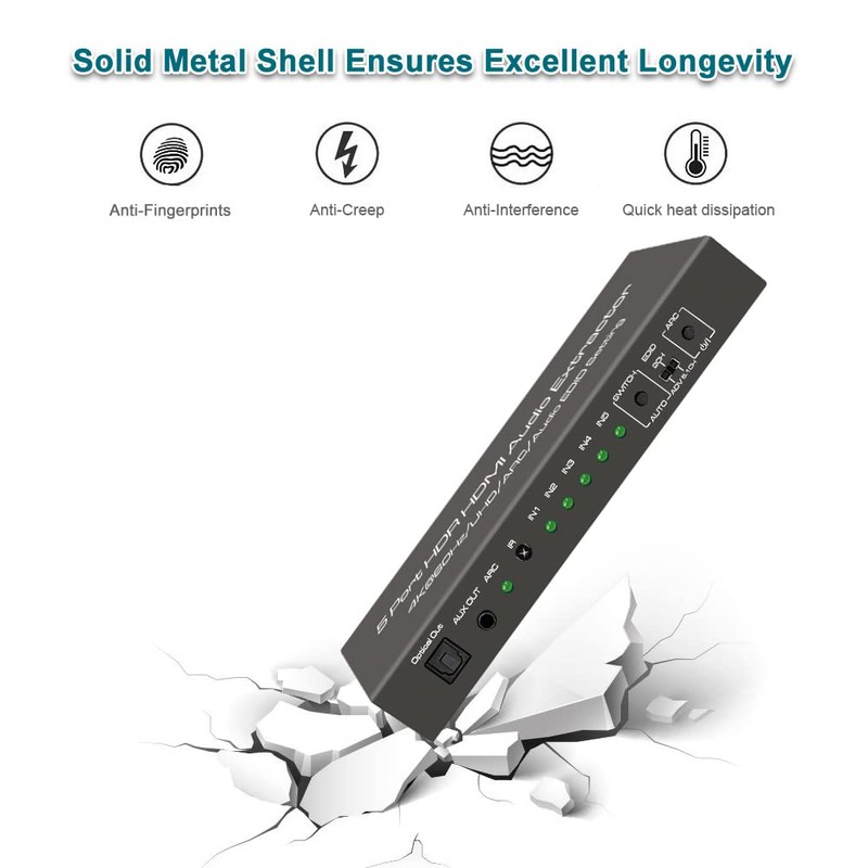 SkycropHD 4K@60Hz HDMI Switch Audio Extractor Converter, 5 in 1