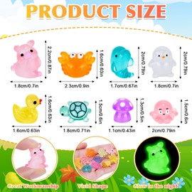 SelfTek 151pcs Mini Resin Animals, 73 Styles Mixed Luminous Tiny Resin Animals Glow in the Dark Miniature Animal Figures for Fairy Garden Micro Landscape Dollhouse Decor Aquarium