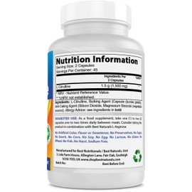 Best Naturals L-Citrulline Capsules - 1500mg/Serving - Non-GMO - Gluten Free - 90 Capsules (90 Count (Pack of 2))