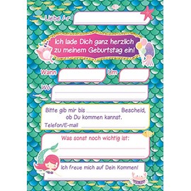 Junaversum 8 Invitations for 5th Children's Birthday Girls Mermaid Invitations Fifth Birthday Party Invitations