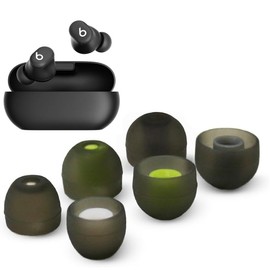 Replacement Silicone Earbud Tips for Beats Solo Buds Headphones, 3 Pairs (6pcs), Black, Small, Medium, Large