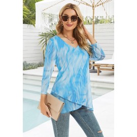 SeSe Code Flattering Tops To Hide Tummy, Wrap Blouse Dressy Top For Women Wedding Guest Loose Fit Floral Print Going Out Tunics Summer Evering Wear Black 2XL