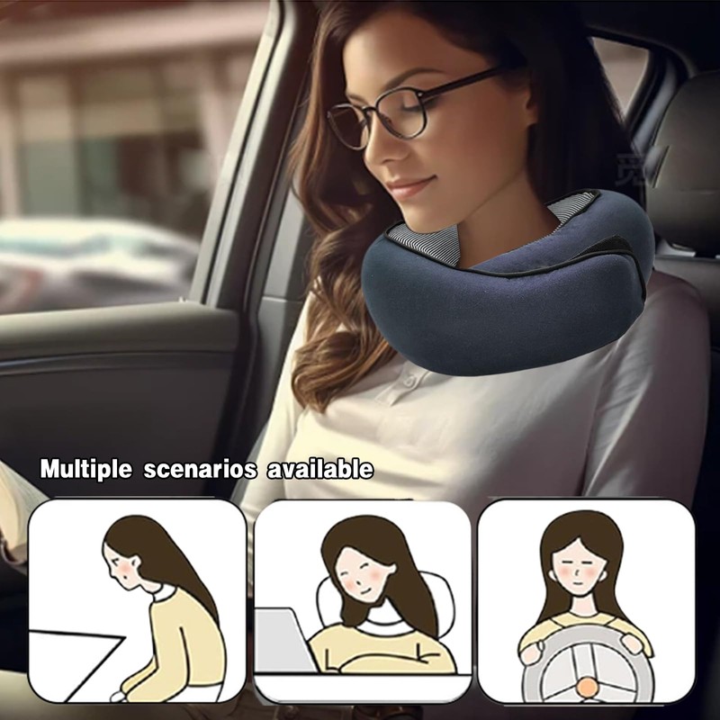 SHOOHS Travel Pillows for Airplanes,Neck Pillow Airplane Fits The Curve